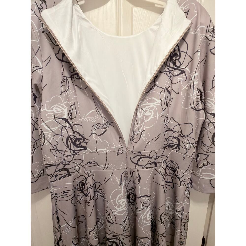 NWT Women's Floral Vintage Elegant Midi Cocktail Dress3/4 Sleeve Size XL - Picture 8 of 10